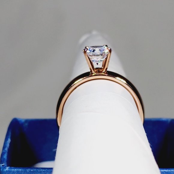 Cubic Zirconia engagement/promise ring in 14K Rose Gold over Stainless Steel sz9 - Picture 7 of 7